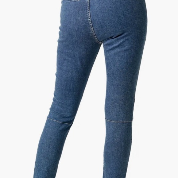 Free People NWT Bella Moto Mid Rise Skinny Jeans Zipper ankles blue Sz 26 $128 - Picture 3 of 13